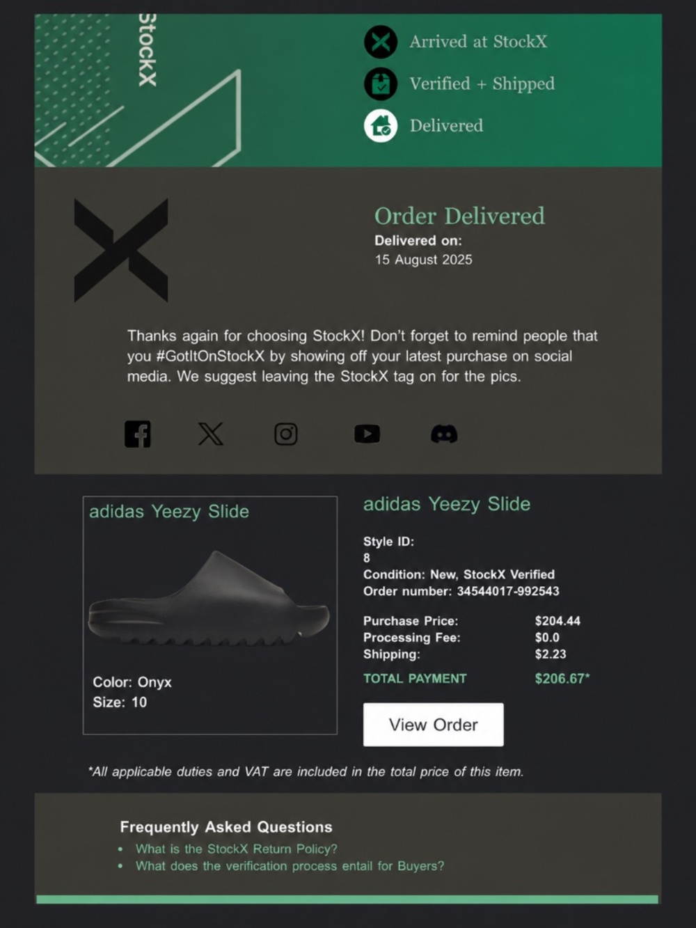 *NEW* Onyx Adidas Yeezy Slides Sizes 10,11,12,100% Authentic - Picture 10 of 10